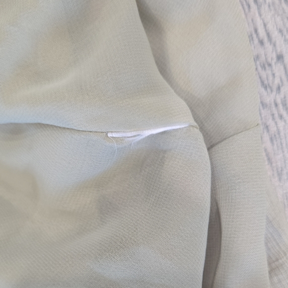 Zara Women’s XS Boho Peasant Tiered Mini Dress with Lace Trim – Sage Green Z71 - Picture 8 of 9